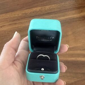 Tiffany & Co. Diamond Heart Pavé Ring with Signature Blue Box